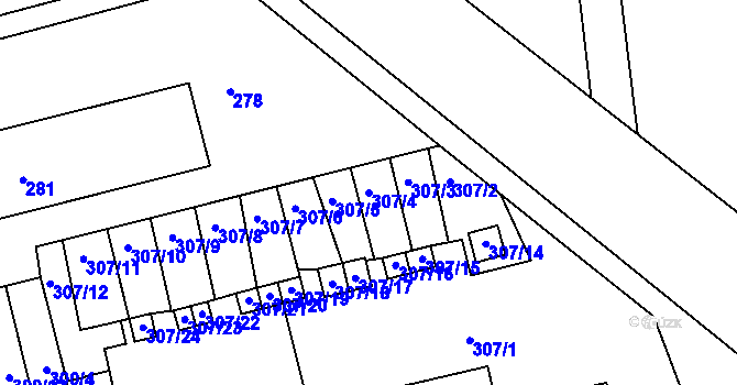 Parcela st. 307/4 v KÚ Velké Opatovice, Katastrální mapa