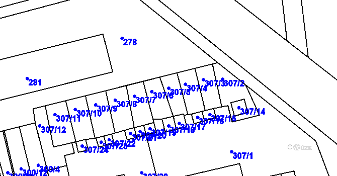 Parcela st. 307/5 v KÚ Velké Opatovice, Katastrální mapa