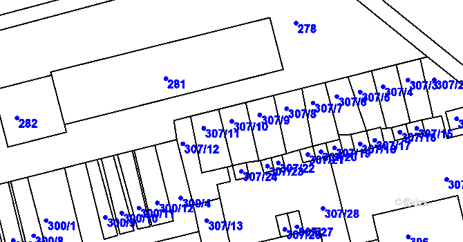 Parcela st. 307/10 v KÚ Velké Opatovice, Katastrální mapa