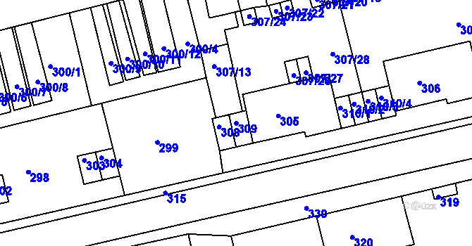 Parcela st. 309 v KÚ Velké Opatovice, Katastrální mapa