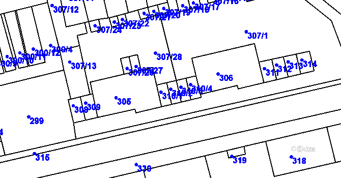 Parcela st. 310/2 v KÚ Velké Opatovice, Katastrální mapa