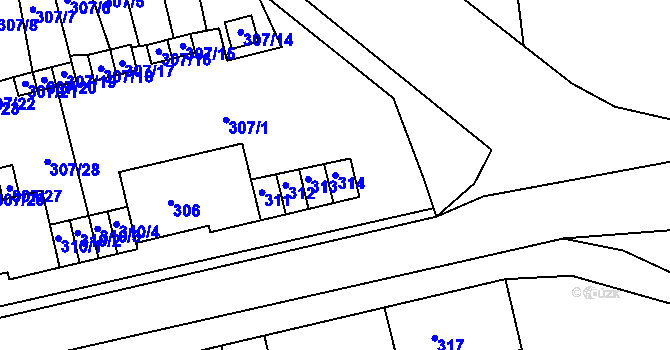 Parcela st. 314 v KÚ Velké Opatovice, Katastrální mapa