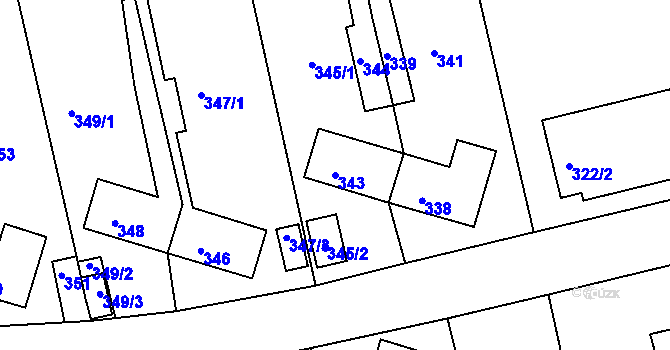 Parcela st. 343 v KÚ Velké Opatovice, Katastrální mapa