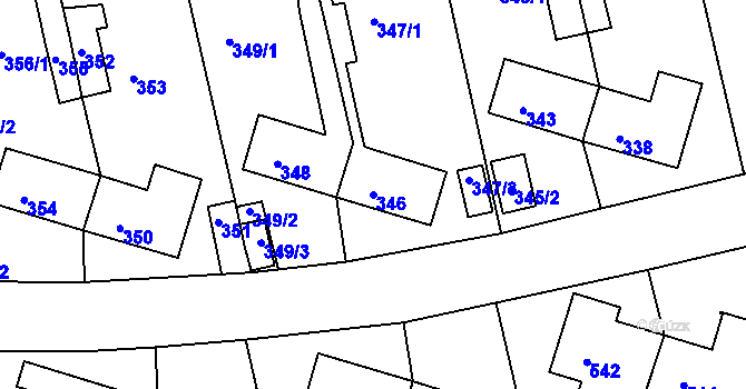 Parcela st. 346 v KÚ Velké Opatovice, Katastrální mapa
