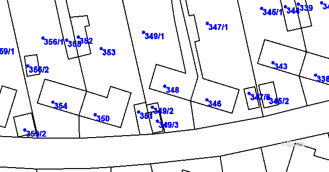 Parcela st. 348 v KÚ Velké Opatovice, Katastrální mapa