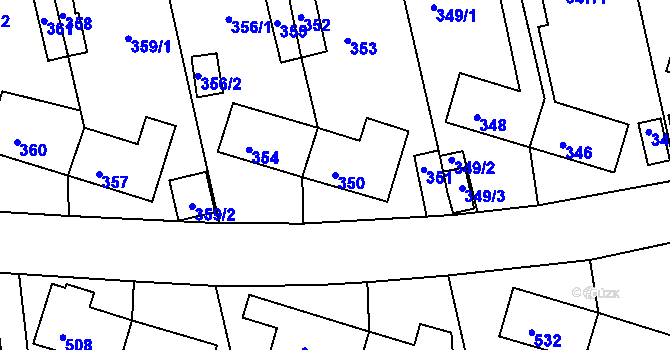 Parcela st. 350 v KÚ Velké Opatovice, Katastrální mapa