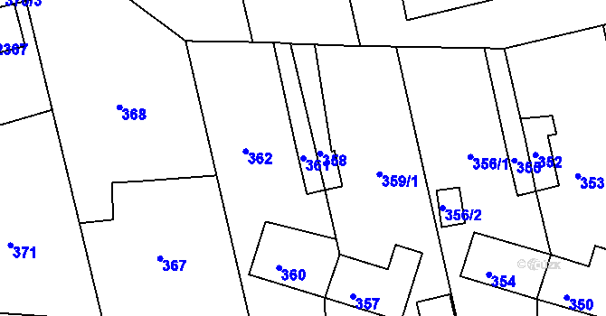 Parcela st. 361 v KÚ Velké Opatovice, Katastrální mapa