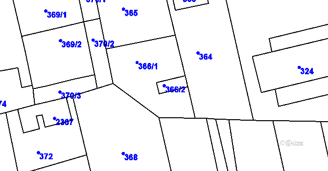 Parcela st. 366/2 v KÚ Velké Opatovice, Katastrální mapa