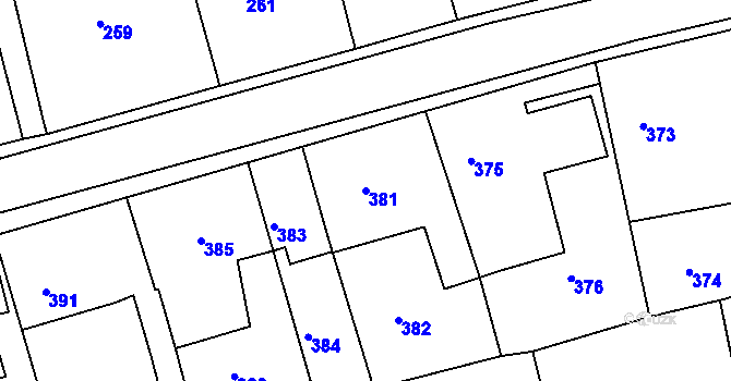 Parcela st. 381 v KÚ Velké Opatovice, Katastrální mapa