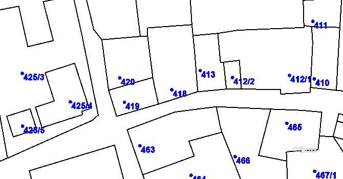 Parcela st. 418 v KÚ Velké Opatovice, Katastrální mapa