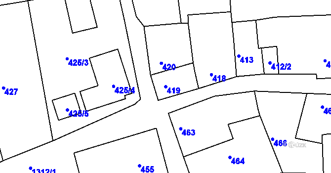 Parcela st. 419 v KÚ Velké Opatovice, Katastrální mapa