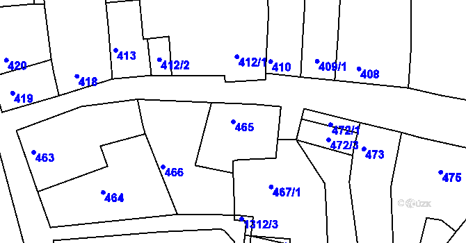 Parcela st. 465 v KÚ Velké Opatovice, Katastrální mapa
