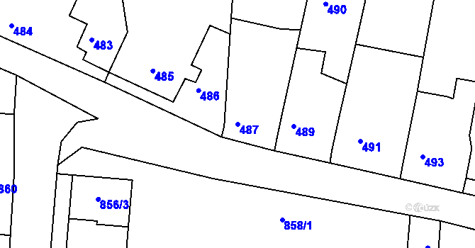 Parcela st. 487 v KÚ Velké Opatovice, Katastrální mapa