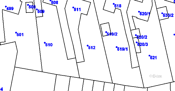 Parcela st. 512 v KÚ Velké Opatovice, Katastrální mapa