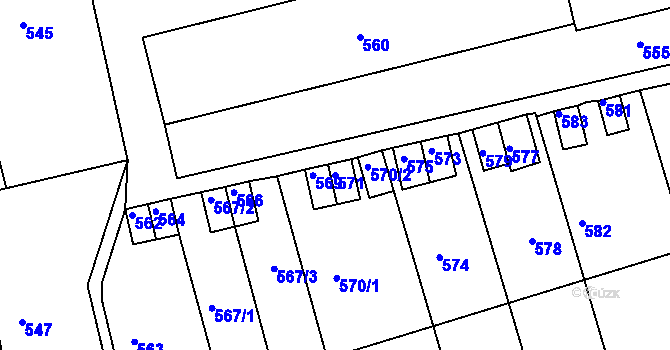 Parcela st. 571 v KÚ Velké Opatovice, Katastrální mapa