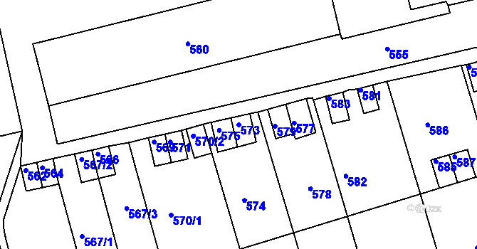 Parcela st. 573 v KÚ Velké Opatovice, Katastrální mapa