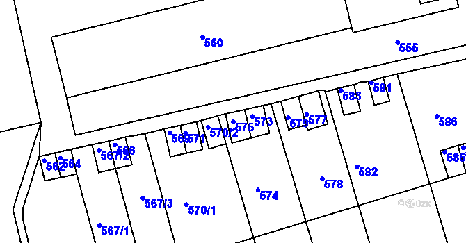 Parcela st. 575 v KÚ Velké Opatovice, Katastrální mapa