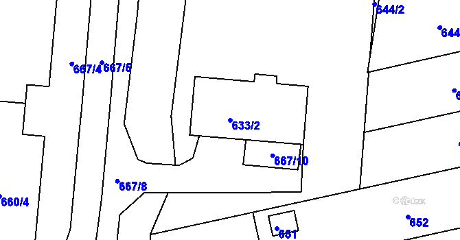 Parcela st. 633/2 v KÚ Velké Opatovice, Katastrální mapa