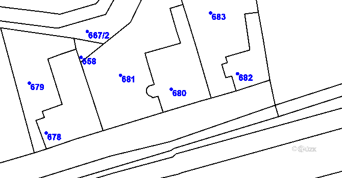 Parcela st. 680 v KÚ Velké Opatovice, Katastrální mapa