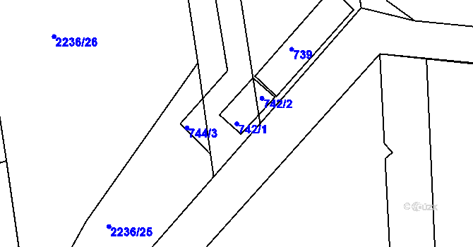 Parcela st. 742/1 v KÚ Velké Opatovice, Katastrální mapa