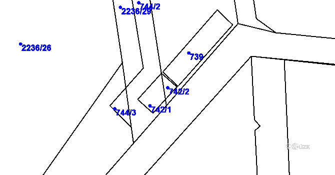 Parcela st. 742/2 v KÚ Velké Opatovice, Katastrální mapa