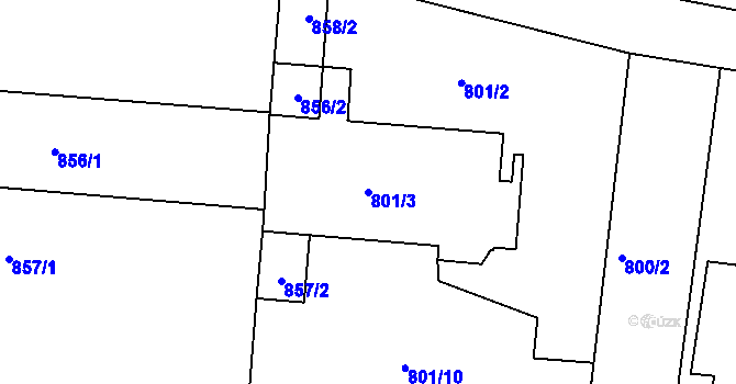 Parcela st. 801/3 v KÚ Velké Opatovice, Katastrální mapa