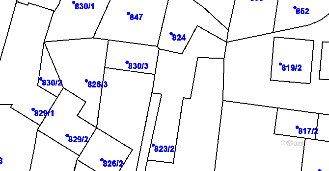 Parcela st. 823/2 v KÚ Velké Opatovice, Katastrální mapa