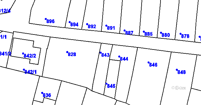 Parcela st. 843 v KÚ Velké Opatovice, Katastrální mapa