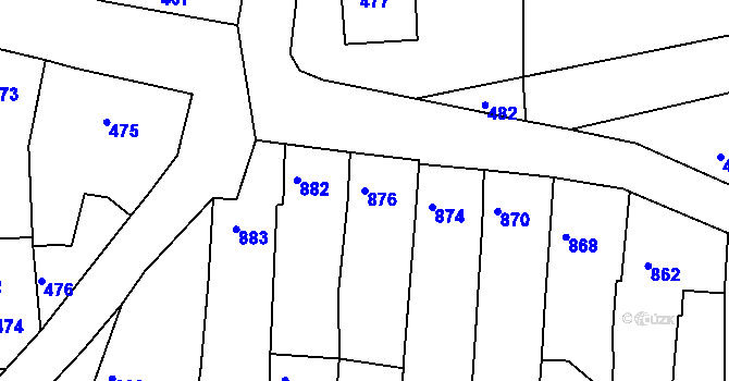 Parcela st. 876 v KÚ Velké Opatovice, Katastrální mapa
