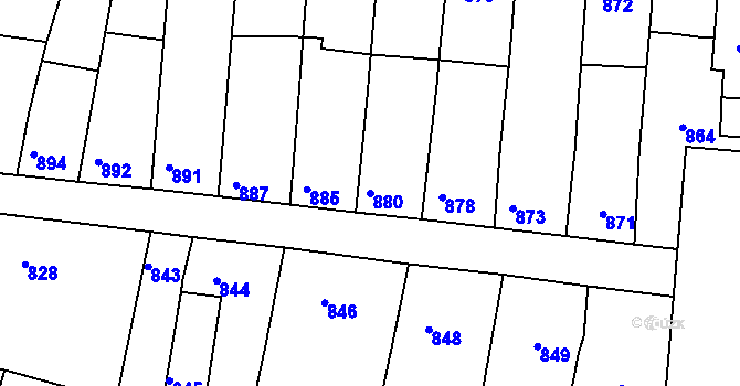 Parcela st. 880 v KÚ Velké Opatovice, Katastrální mapa