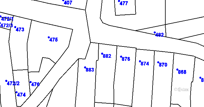 Parcela st. 882 v KÚ Velké Opatovice, Katastrální mapa