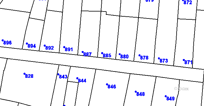 Parcela st. 885 v KÚ Velké Opatovice, Katastrální mapa