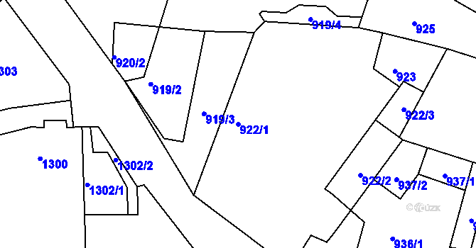 Parcela st. 922/1 v KÚ Velké Opatovice, Katastrální mapa