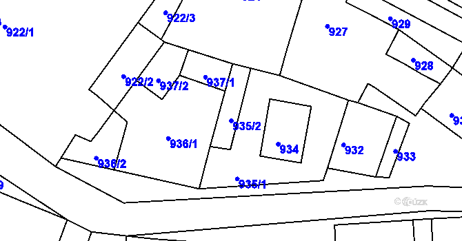 Parcela st. 935/2 v KÚ Velké Opatovice, Katastrální mapa