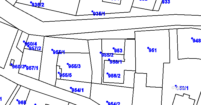 Parcela st. 955/2 v KÚ Velké Opatovice, Katastrální mapa