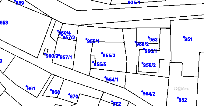 Parcela st. 955/3 v KÚ Velké Opatovice, Katastrální mapa
