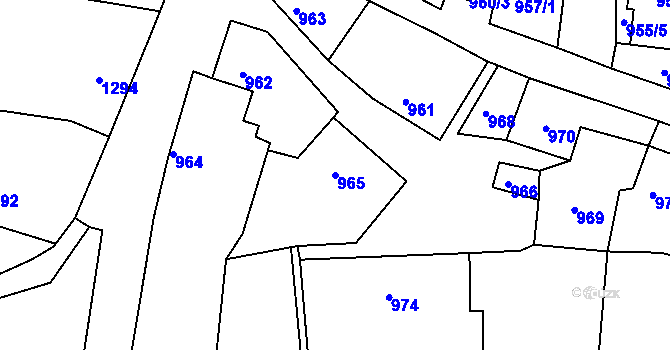 Parcela st. 965 v KÚ Velké Opatovice, Katastrální mapa
