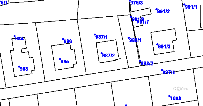 Parcela st. 987/2 v KÚ Velké Opatovice, Katastrální mapa