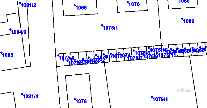 Parcela st. 1072 v KÚ Velké Opatovice, Katastrální mapa