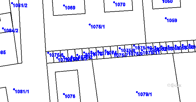 Parcela st. 1073 v KÚ Velké Opatovice, Katastrální mapa