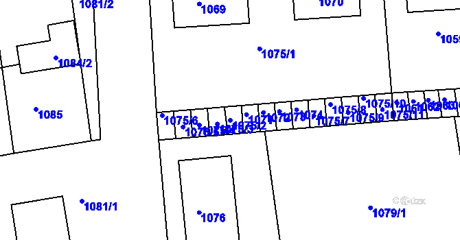 Parcela st. 1075/2 v KÚ Velké Opatovice, Katastrální mapa