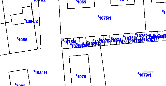 Parcela st. 1075/3 v KÚ Velké Opatovice, Katastrální mapa