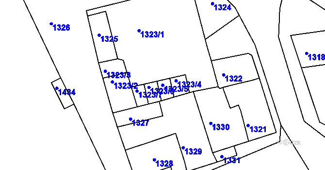 Parcela st. 1323/5 v KÚ Velké Opatovice, Katastrální mapa