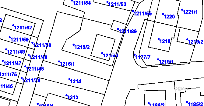 Parcela st. 1215/3 v KÚ Velké Opatovice, Katastrální mapa