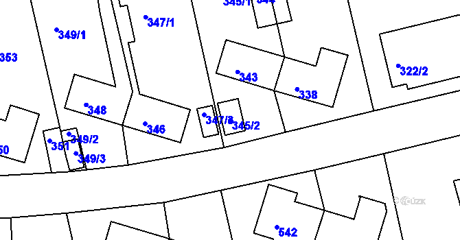 Parcela st. 345/2 v KÚ Velké Opatovice, Katastrální mapa