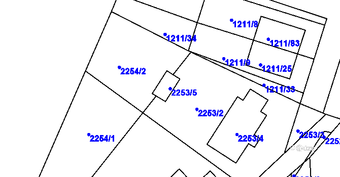 Parcela st. 2253/5 v KÚ Velké Opatovice, Katastrální mapa