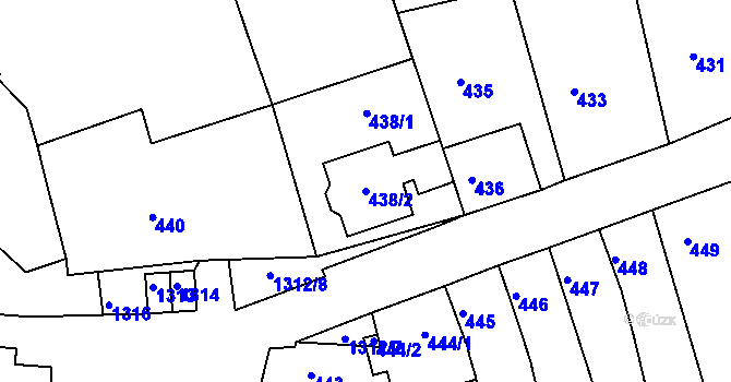 Parcela st. 438/2 v KÚ Velké Opatovice, Katastrální mapa