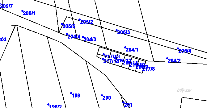 Parcela st. 217/13 v KÚ Velké Opatovice, Katastrální mapa