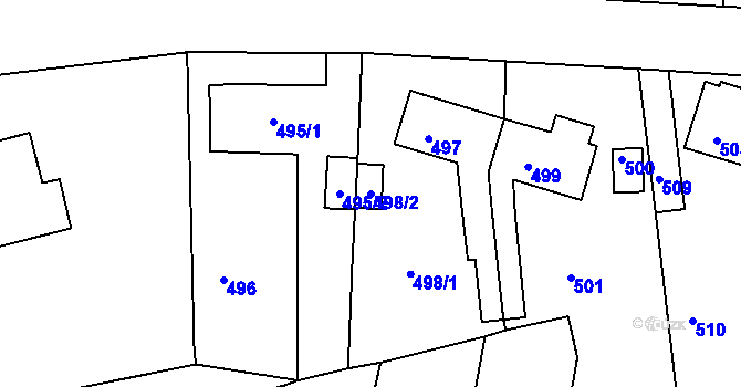 Parcela st. 498/2 v KÚ Velké Opatovice, Katastrální mapa