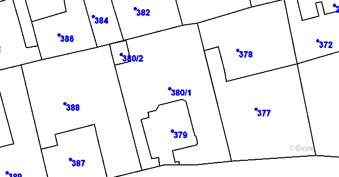 Parcela st. 380/1 v KÚ Velké Opatovice, Katastrální mapa